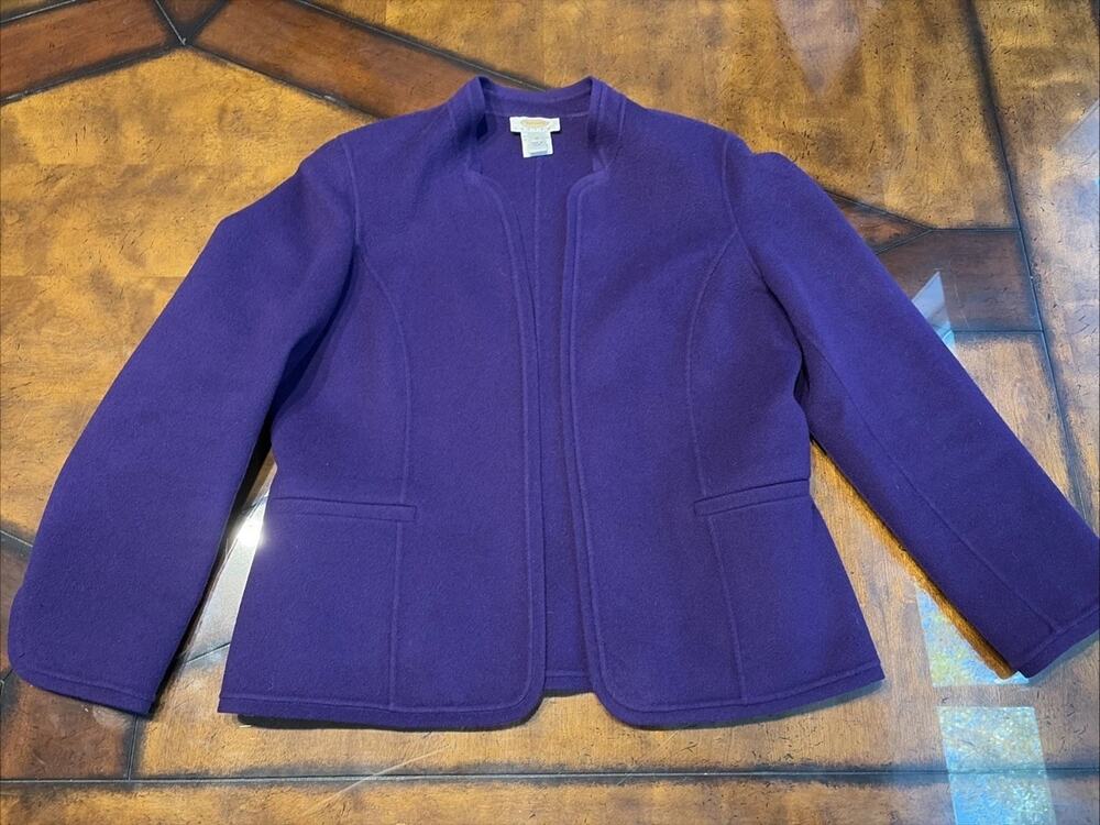 Talbots Petites Royal Purple Wool Blazer Jacket Size 10 pockets